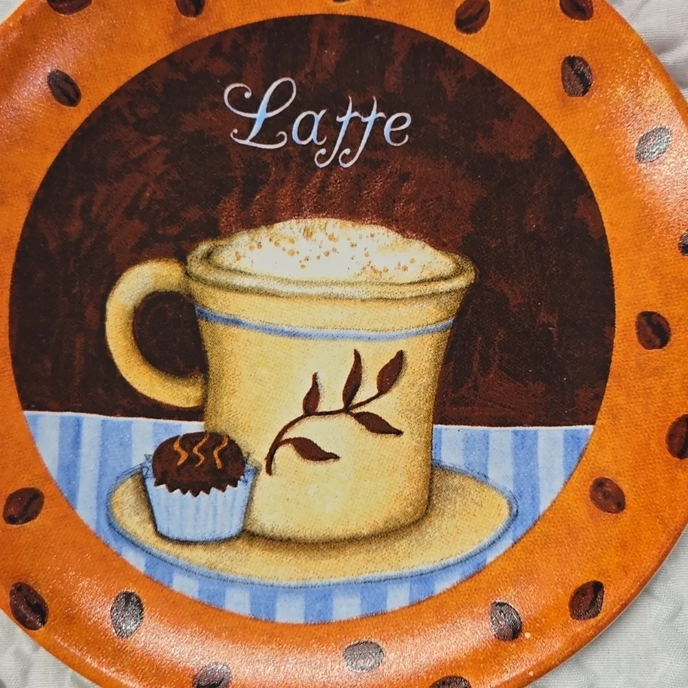 Set of Four Coffee-Themed Decorative Saucers